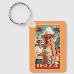 Aangepaste Monogram Ibiza, Spanje Reisposter Sleutelhanger