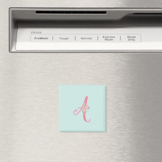Aangepaste monogram Initiaal Floral Magneet (Insitu (Vaatwasser))