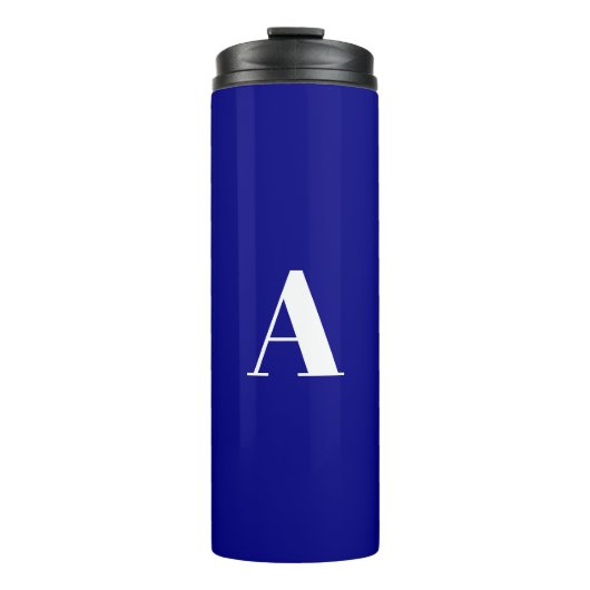 Aangepaste monogram initiaal letter kobalt blauw w thermosbeker (Voorkant)