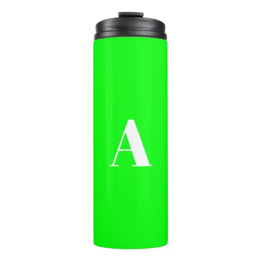 Aangepaste monogram initiaal letter neon groen sch thermosbeker (Voorkant)