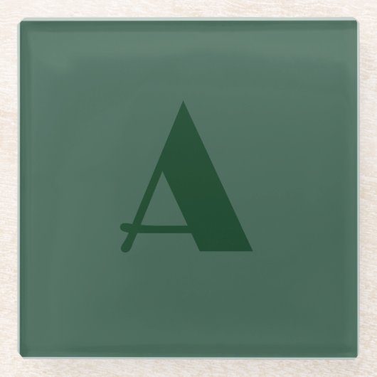 Aangepaste Monogram Initiaal Letter Plain Green Re Glazen Onderzetter (Voorkant)