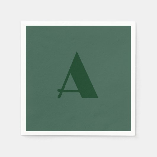 Aangepaste Monogram Initiaal Letter Plain Green Re Servet (Voorkant)