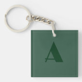 Aangepaste Monogram Initiaal Letter Plain Green Re Sleutelhanger (voorkant)