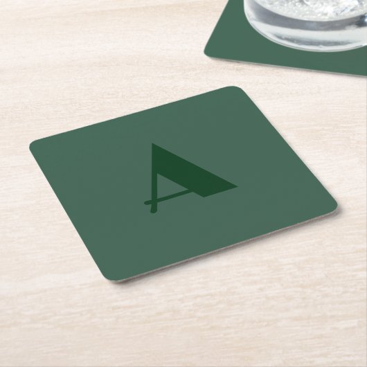 Aangepaste Monogram Initiaal Letter Plain Green Re Vierkante Kartonnen Onderzetter (Schuin)