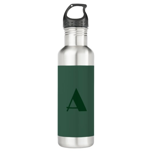 Aangepaste Monogram Initiaal Letter Plain Green Re Waterfles (Voorkant)