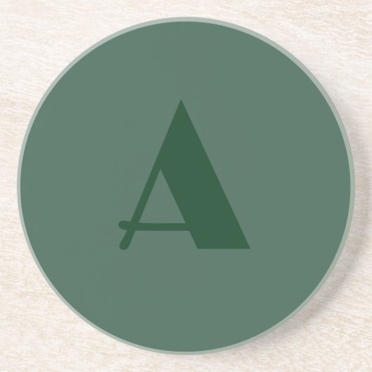 Aangepaste Monogram Initiaal Letter Plain Green Re Zandsteen Onderzetter (Voorkant)