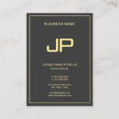 Aangepaste Monogram Initiaal Luxe Zwart & Goud Mig Visitekaartje (Voorkant)