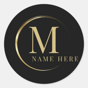 Aangepaste Monogram Initiaal M Bloemen Letter Ronde Sticker