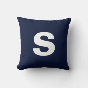 Aangepaste Monogram Initiaal Midnight Navy Blue Kussen
