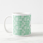Aangepaste monogram Initiaal Mint Green Wave Tile  Koffiemok (Links)