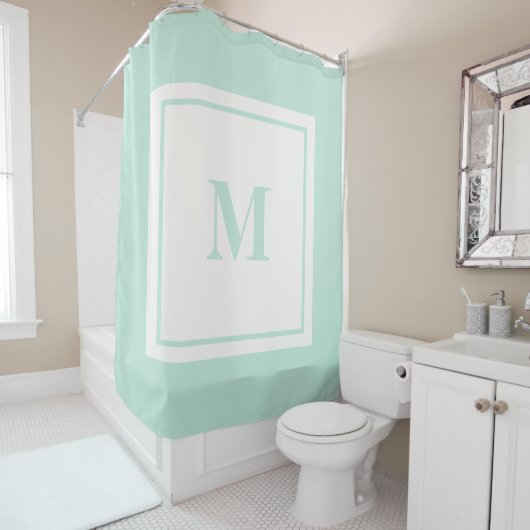 Aangepaste Monogram Initiaal Mint Groen Douchegordijn (In situ)