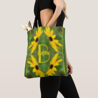 Aangepaste monogram initiaal naam Black Eyed Susan Draagtas