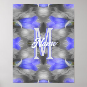 Aangepaste monogram initiaal naam bloem kunst poster