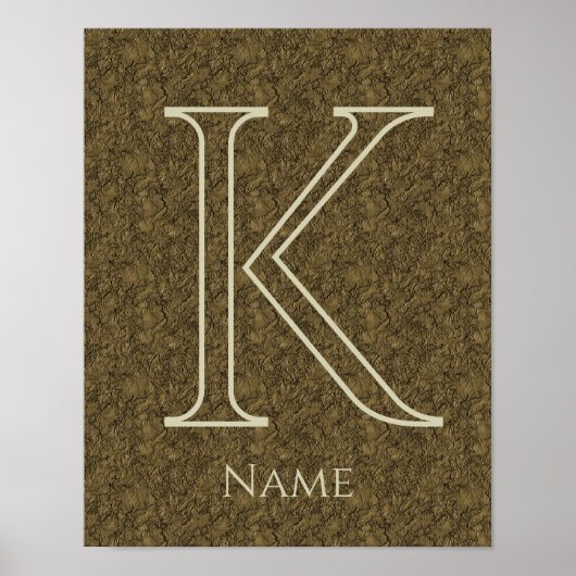 Aangepaste monogram initiaal naam bruine bloem bla poster (Voorkant)