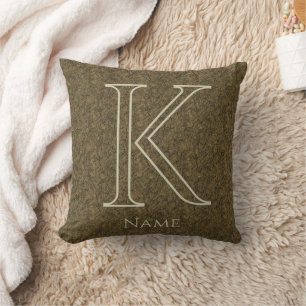 Aangepaste monogram initiaal naam bruine bloemen b kussen