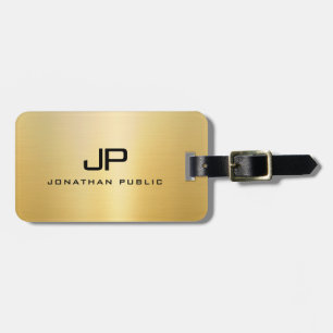 Aangepaste Monogram Initiaal naam Faux Gold Sjablo Bagagelabel