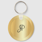 Aangepaste Monogram Initiaal naam Faux Gold Sjablo Sleutelhanger (Voorkant)