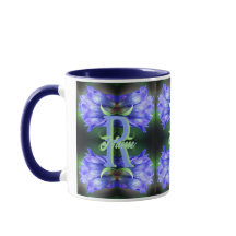Aangepaste monogram initiaal naam Gentian bloem ku