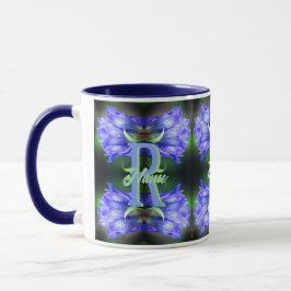 Aangepaste monogram initiaal naam Gentian bloem ku Mok