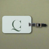 Aangepaste Monogram Initiaal Naam Groene Typografi Bagagelabel