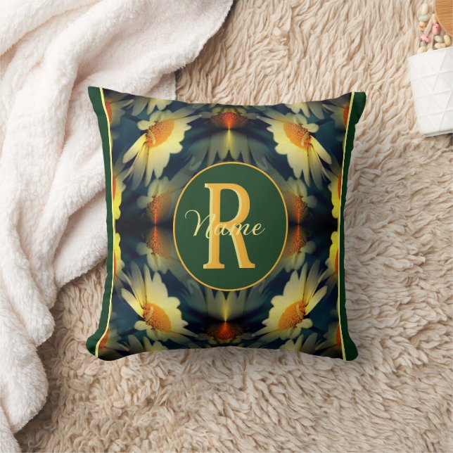 Aangepaste monogram initiaal naam madelief bloem k kussen (Deken)