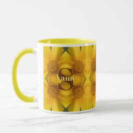 Aangepaste monogram initiaal naam madeliefje bloem mok