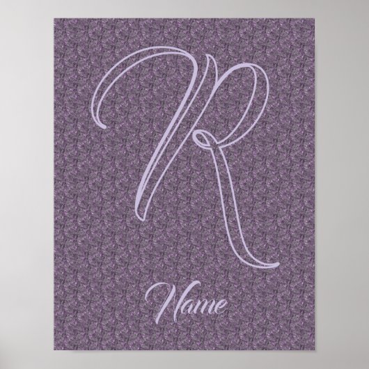 Aangepaste monogram initiaal naam paarse bloem poster (Voorkant)