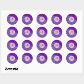 Aangepaste monogram Initiaal Paarse pootwolf Ronde Sticker (Vel)