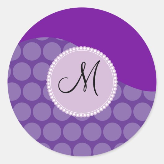 Aangepaste monogram Initiaal Paarse pootwolf Ronde Sticker (Voorkant)