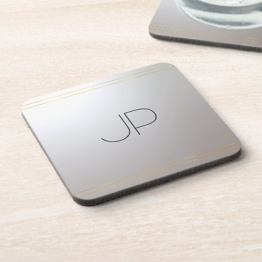 Aangepaste monogram Initiaal Sjabloon Gold Silver Bier Onderzetter (Linkerzijde)