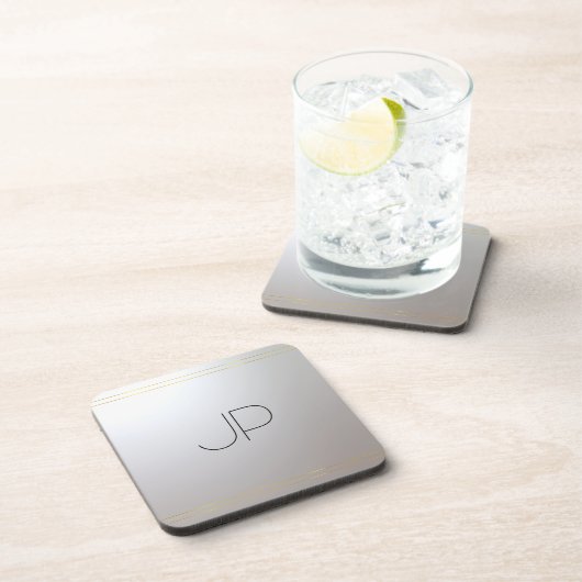 Aangepaste monogram Initiaal Sjabloon Gold Silver Bier Onderzetter (Rechterzijde)