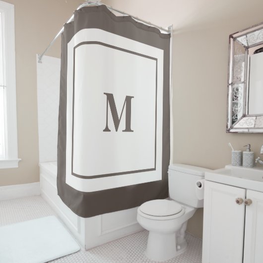 Aangepaste Monogram Initiaal Taupe Brown Douchegordijn (In situ)