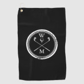 Aangepaste monogram initiaal zwart en wit golfhanddoek (Voorkant)
