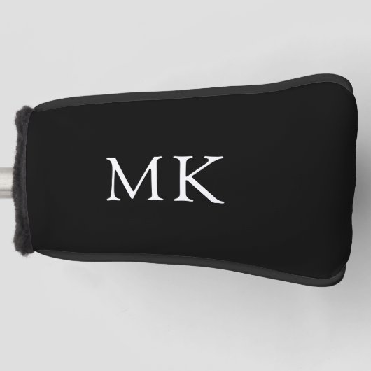 Aangepaste monogram Initialen Modern Black Golfheadcover (Voorkant)