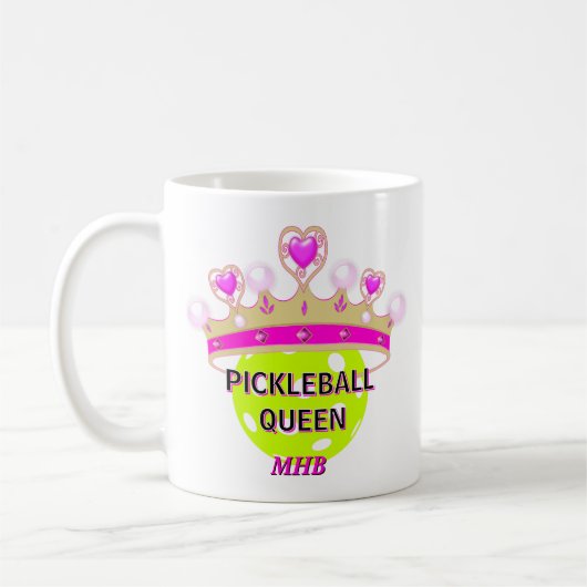 Aangepaste Monogram Initialen Pickleball Queen Koffiemok (Links)