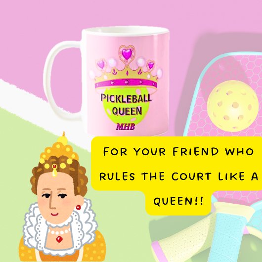 Aangepaste Monogram Initialen Pickleball Queen Koffiemok