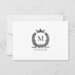 Aangepaste  Monogram kaart met grote afmetingen Notitiekaartje