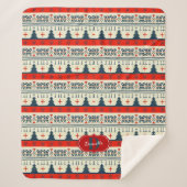 Aangepaste Monogram Kerst Feestelijke Patroon Vaka Sherpa Deken (Voorkant)
