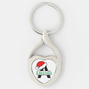 Aangepaste Monogram Kerstmis Gepersonaliseerde Mon Sleutelhanger