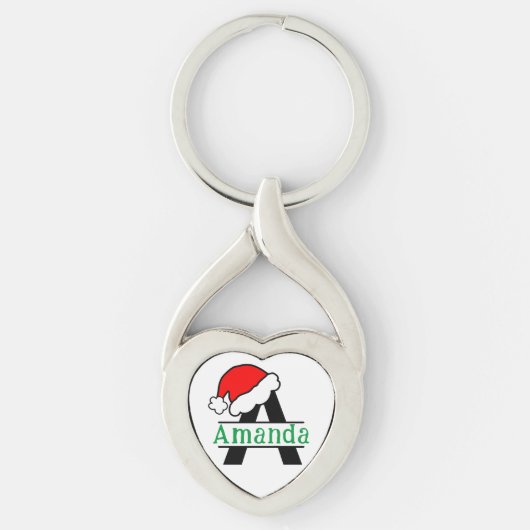 Aangepaste Monogram Kerstmis Gepersonaliseerde Mon Sleutelhanger (Voorkant)