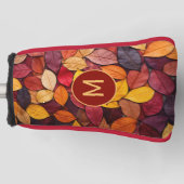 Aangepaste Monogram Kleurrijke Herfst bladeren Golfheadcover (Voorkant)