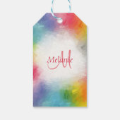 Aangepaste monogram kleurrijke moderne regenboog S Cadeaulabel (Achterkant)