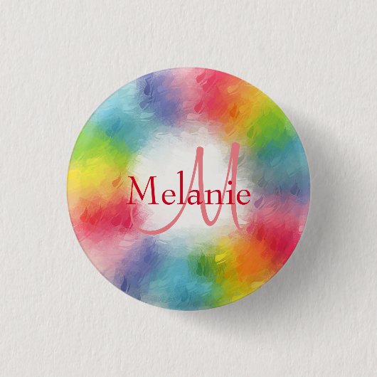 Aangepaste monogram kleurrijke Sjabloon Jouw tekst Ronde Button 3,2 Cm (Voorkant)