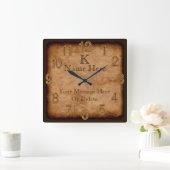 Aangepaste monogram  klok 3 Tekstvakken (Huis)