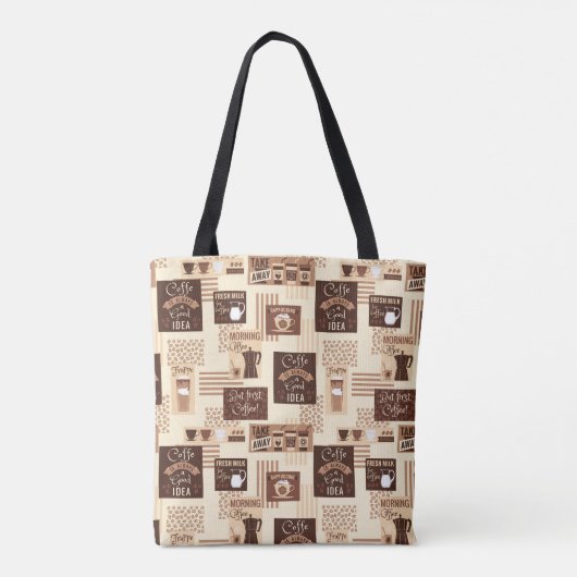 Aangepaste monogram koffiepatroon tote bag (Achterkant)