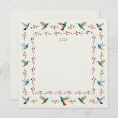 Aangepaste Monogram Kolibrie Rand Notitiekaartje (Voorkant / Achterkant)