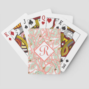 Aangepaste Monogram Koraal Branches Pokerkaarten