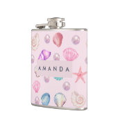 Aangepaste Monogram Kust Zeeschelp Pearl Ocean Gif Heupfles (Links)