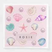Aangepaste Monogram Kust Zeeschelp Pearl Ocean Gif Servet (Voorkant)