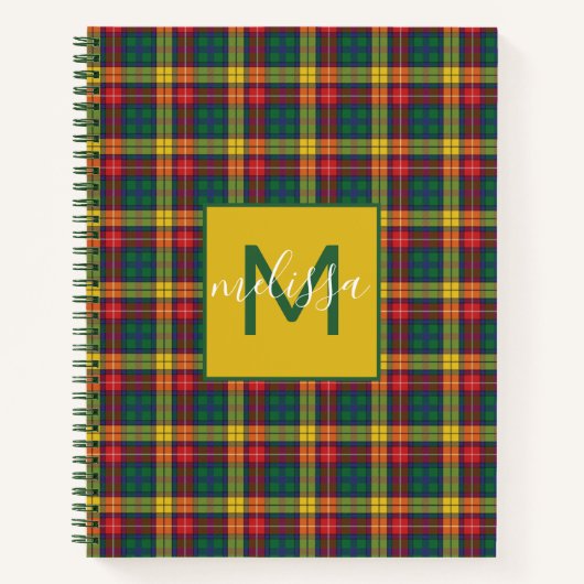 Aangepaste monogram lan Buchanan Tartan Pset Notitieboek (Voorkant)